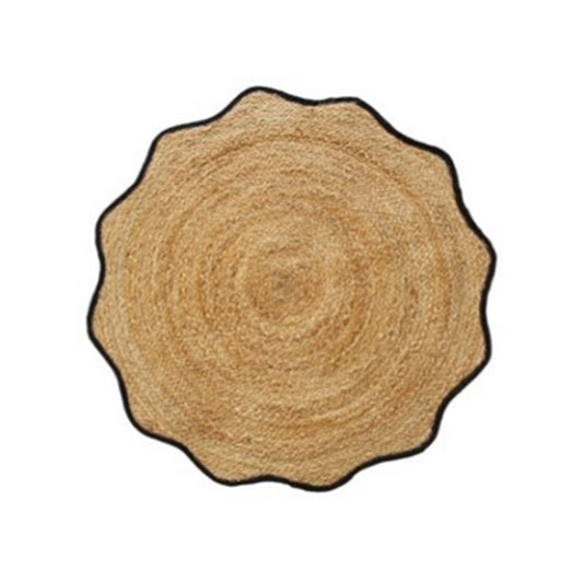Natural Sustainable jute rugs Round Rug with Black Border 80x80