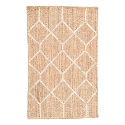Natural Sustainable Beige Diamond Pattern Rectangular Jute Rug
