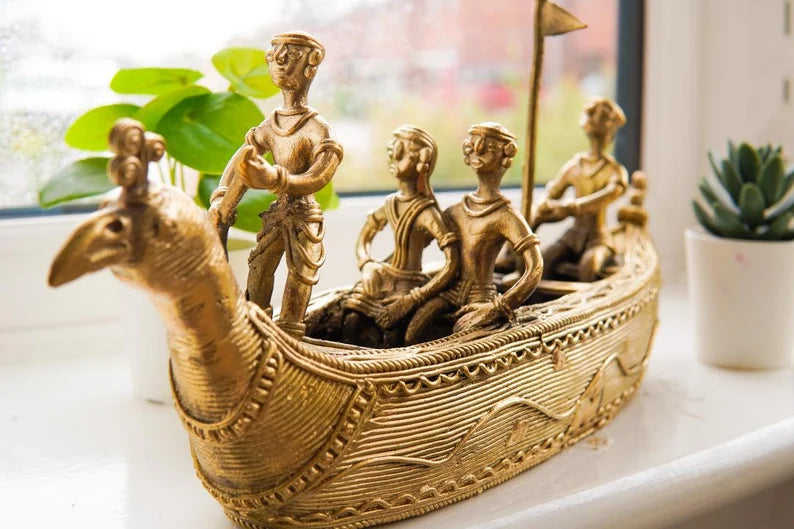 Dhokra Golden Ship | Home Decor Item