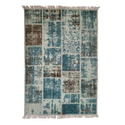 Blue Cotton Printed Rug, Bohemian 140x200cm