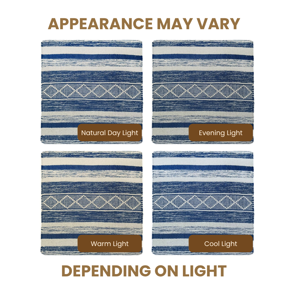 Blue Striped Cotton Chindi Rag Rug 60x90cm
