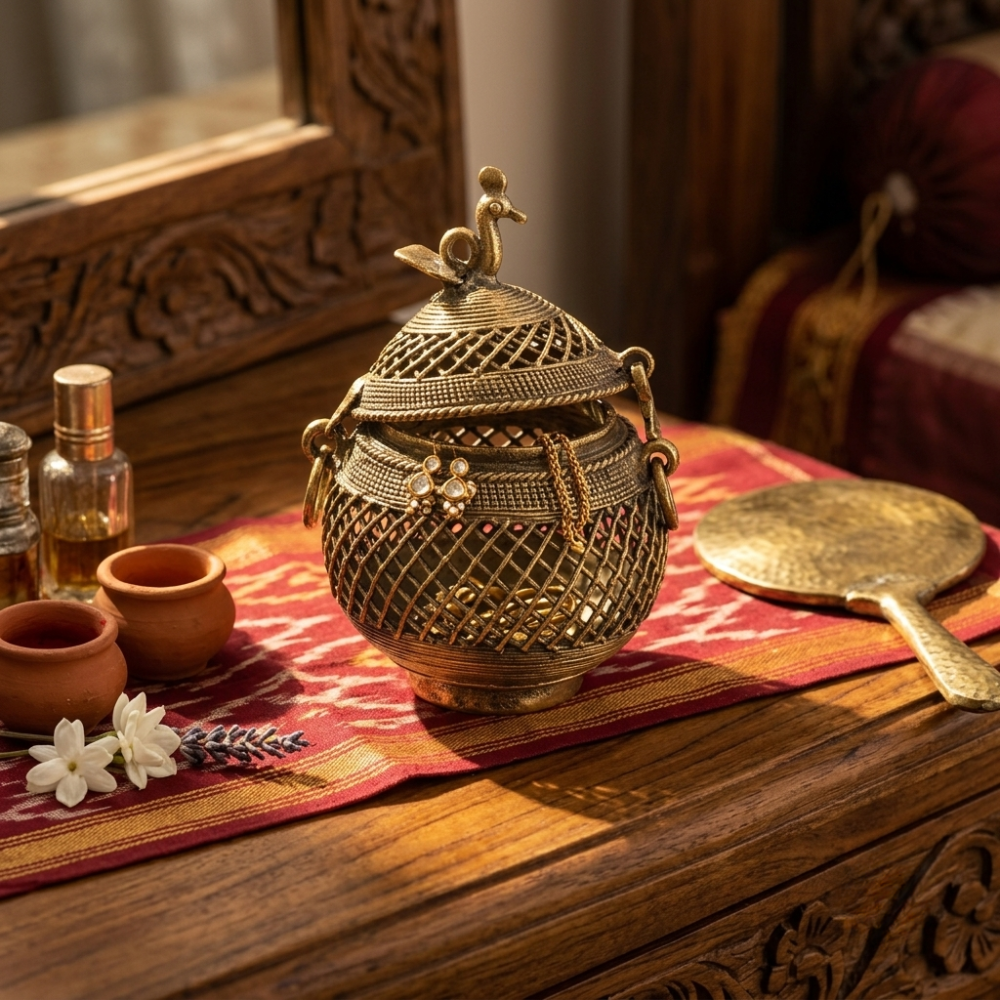 Dhokra Metal Kalash Jewellery Box