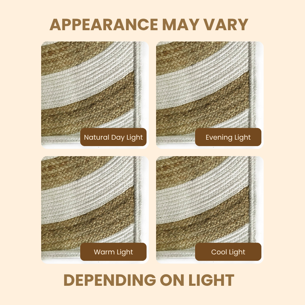 Textured pattern swatches under different lighting conditions on a beige background