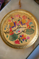 Golden Metal tray- Beautiful Peacock Designed Tray