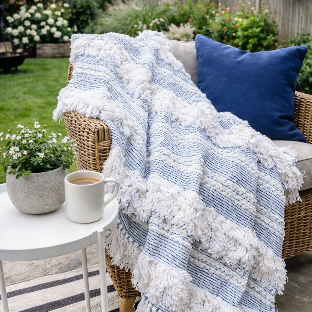 Designer Acrylic-Cotton Throw Blanket, Luxury