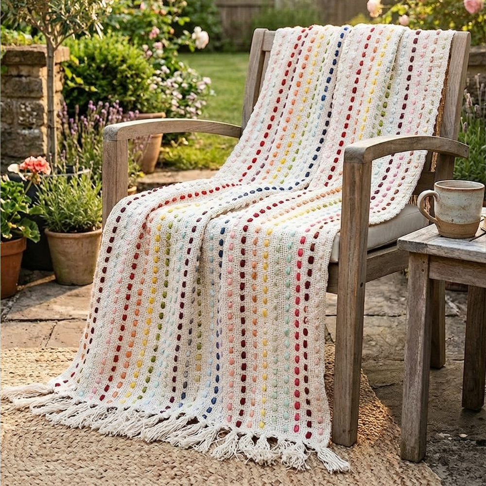 Designer Cotton Throw Blanket, Acrylic Blend 50x70in