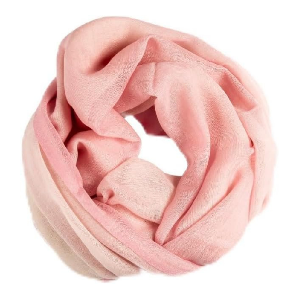 Pink & White Wool Ombré Scarf, Handloom 70x180cm