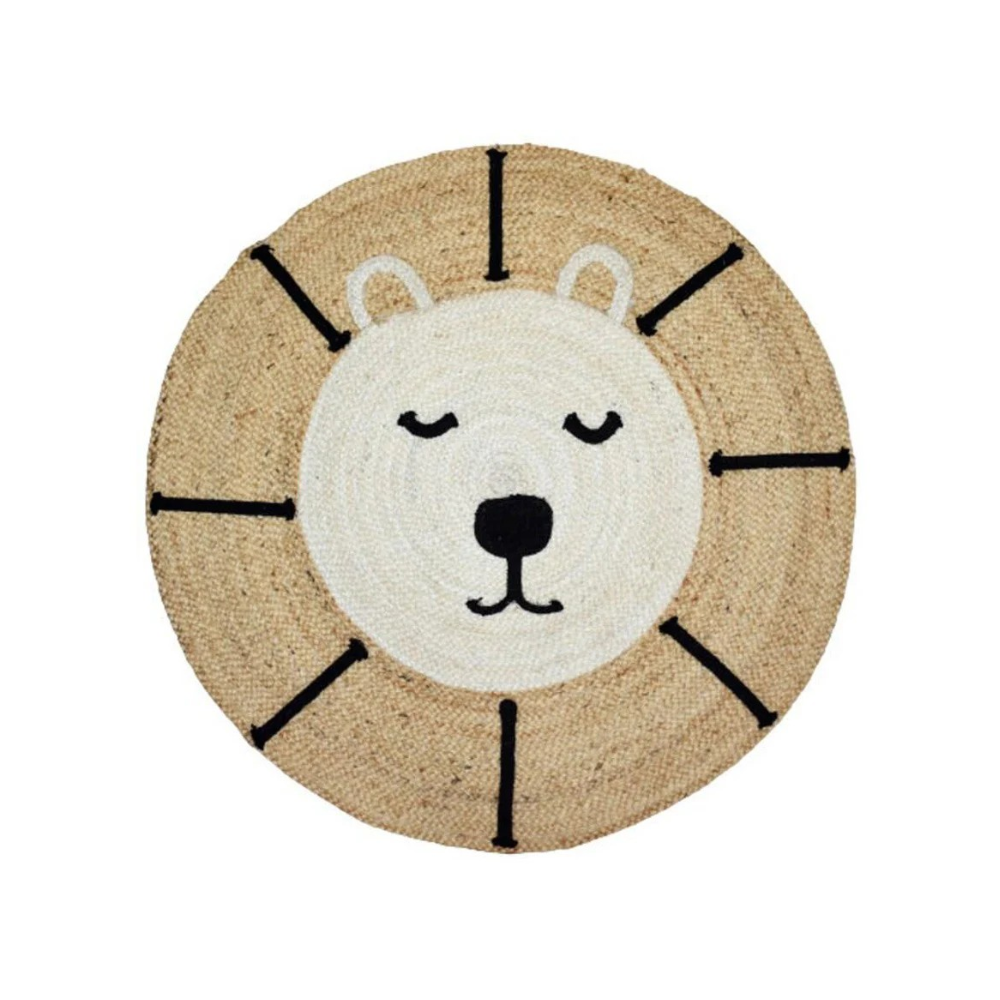 Kids Jute Lion Round Rug 90x90cm