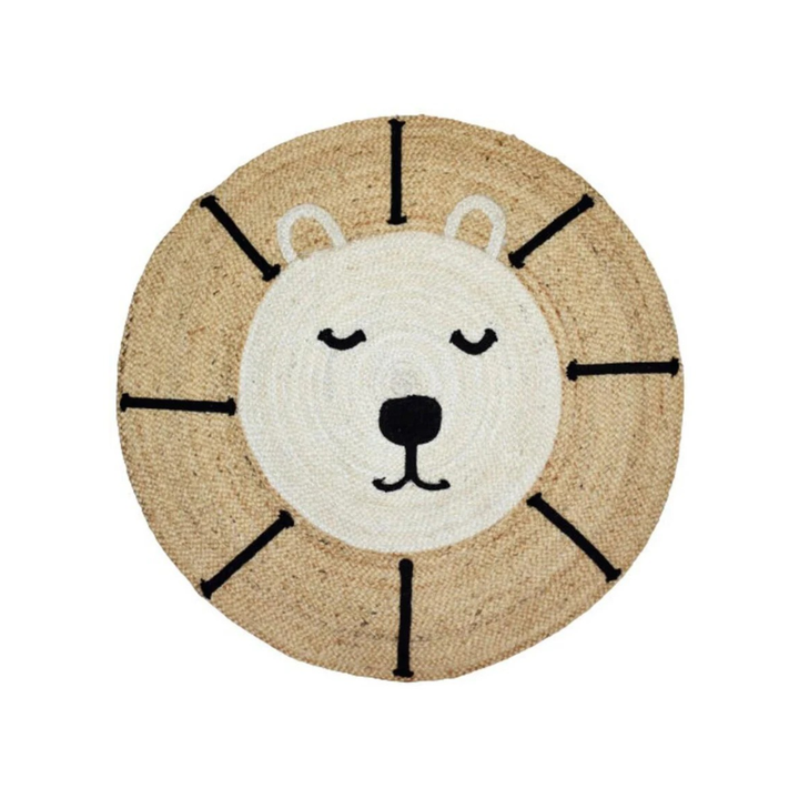 Kids Jute Lion Round Rug 90x90cm