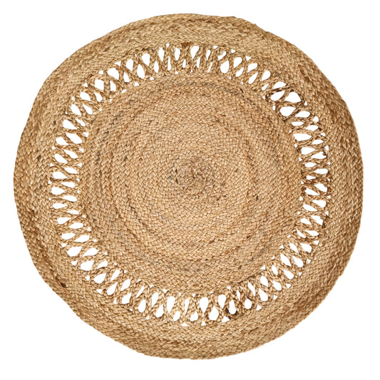 DivineHandicrafts Round Jute Rug, Hand Braided 100% Natural Jute Rug, Hand Woven Reversible Rustic Carpet, Boho Farmhouse Circular Area Rug for Living Room, Bedroom, Kitchen, or Home Decor