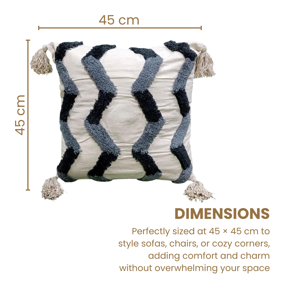 Cotton Tufted Cushion Covers Grey & White (Set of 4)