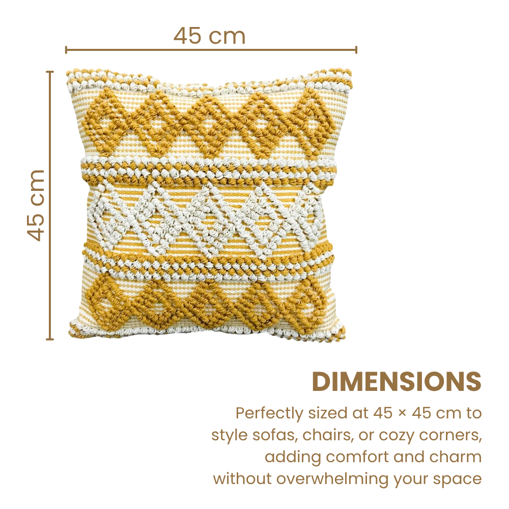 Mustard & White Dots Cotton Cushion Covers Set of 2
