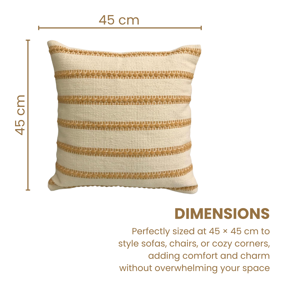 Pure Yellow tan Cotton Cushion Covers, Family Design (Set of 4)