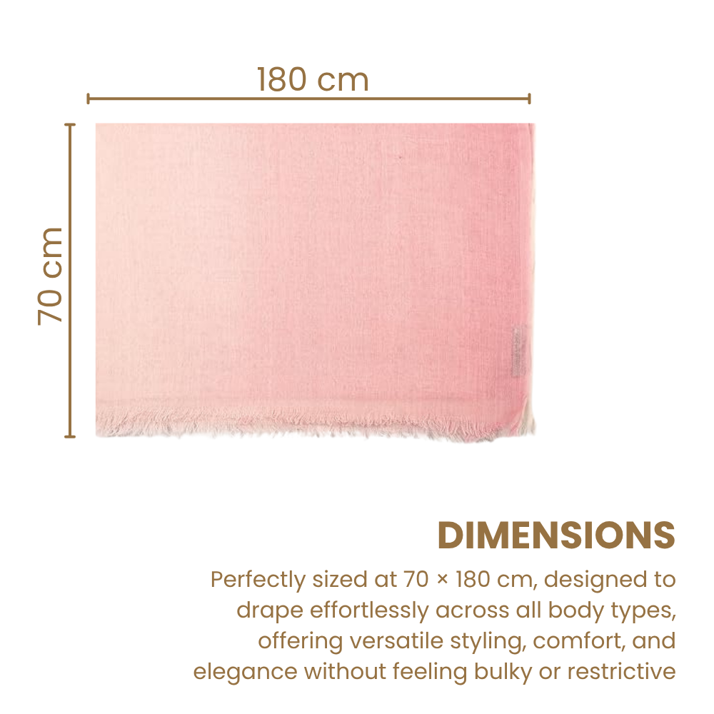 Pink & White Wool Ombré Scarf, Handloom 70x180cm