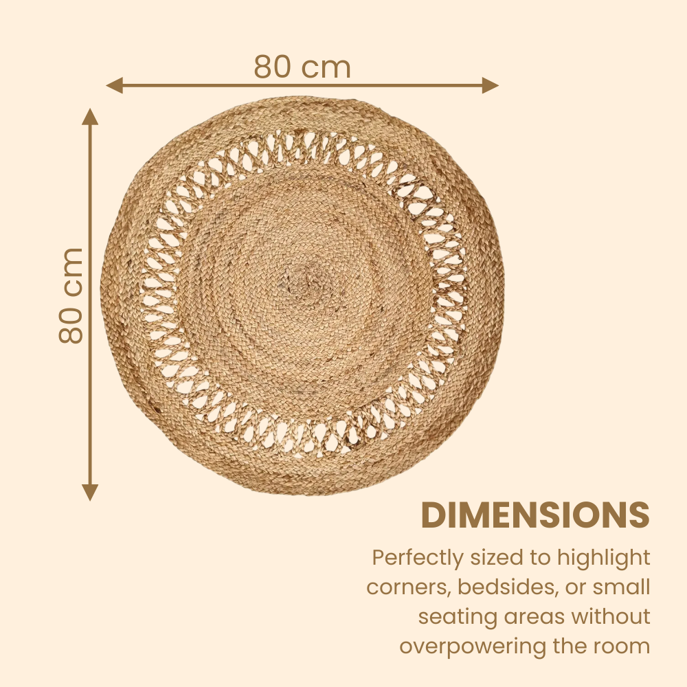 DivineHandicrafts Round Jute Rug, Hand Braided 100% Natural Jute Rug, Hand Woven Reversible Rustic Carpet, Boho Farmhouse Circular Area Rug for Living Room, Bedroom, Kitchen, or Home Decor