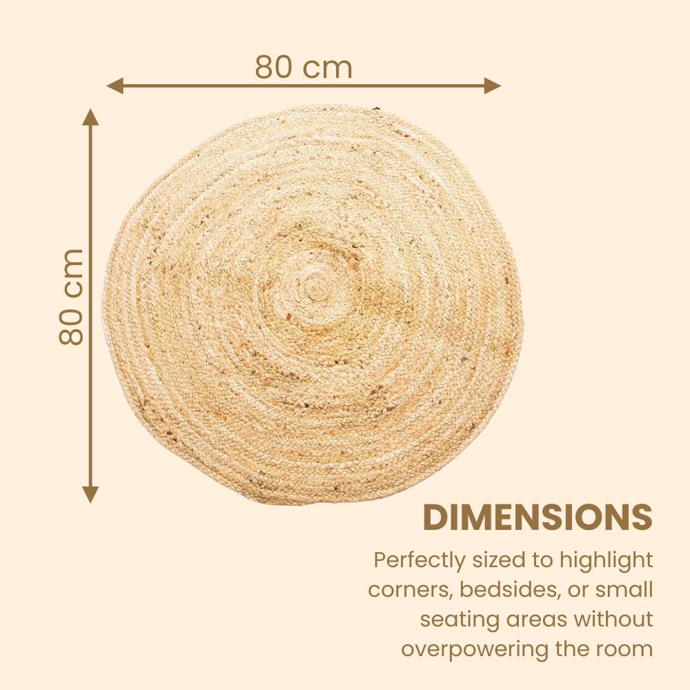 Natural Sustainable Jute Braided Eco-Friendly  Round Rug for Indoors and Living Rooms