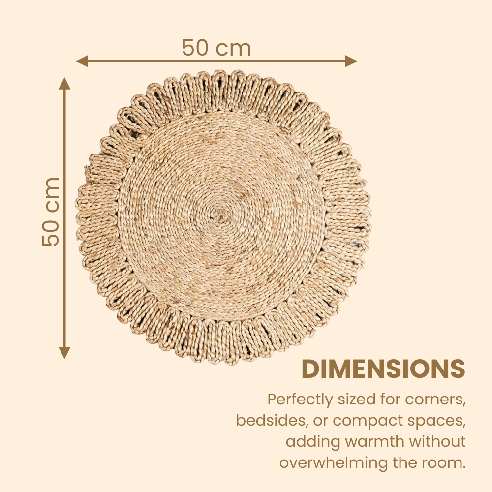 Divine Handicrafts Round Handwoven Jute Rug Braided Rug 50x50 cm