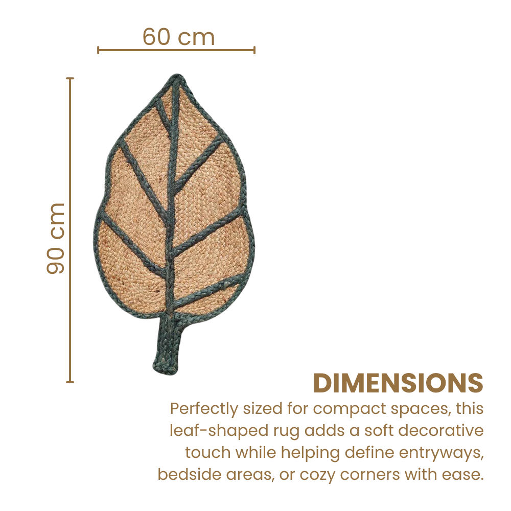 Handmade Leaf-Shaped Natural Jute Braided Rug
