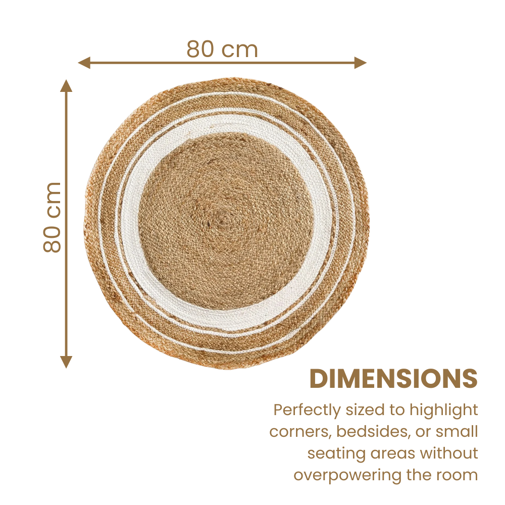 Handmade Natural Jute Boho Rug, Duck Egg Circle