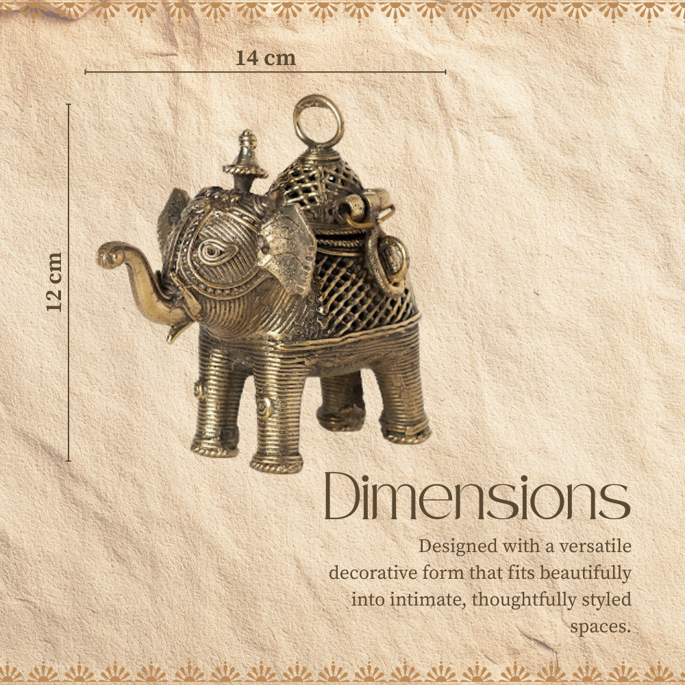 Handmade Dhokra Brass Elephant Jewellery Box