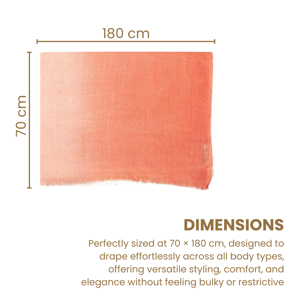 Peach & White Wool Ombré Scarf, Handloom