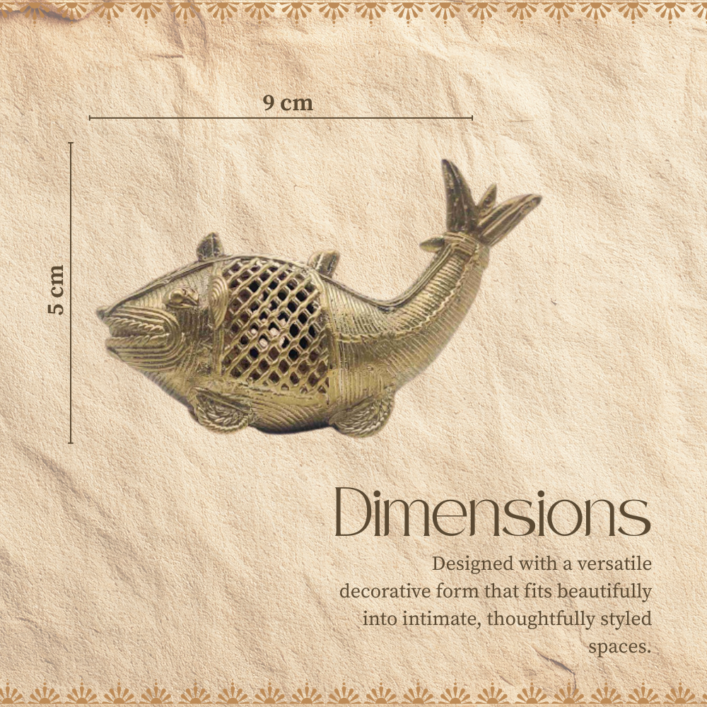 Handmade Dhokra Golden Fish Statue