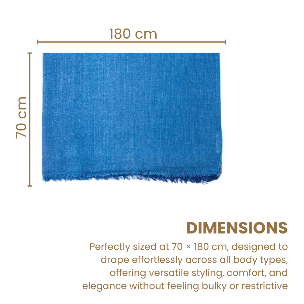 Navy Blue Wool Ombré Scarf, Handloom 70x180cm