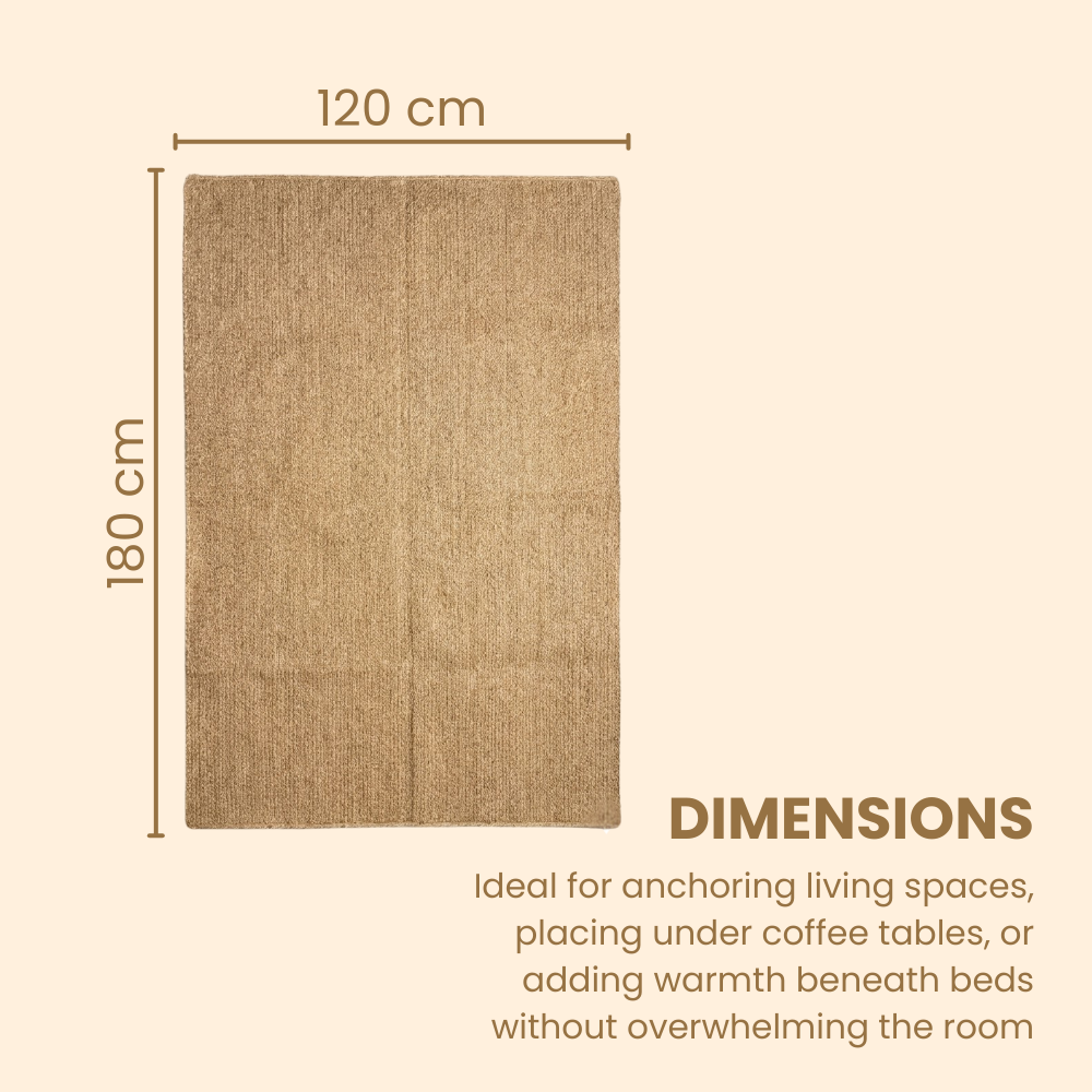 Handwoven Rectangle Jute Carpet Mat, Farmhouse Runner