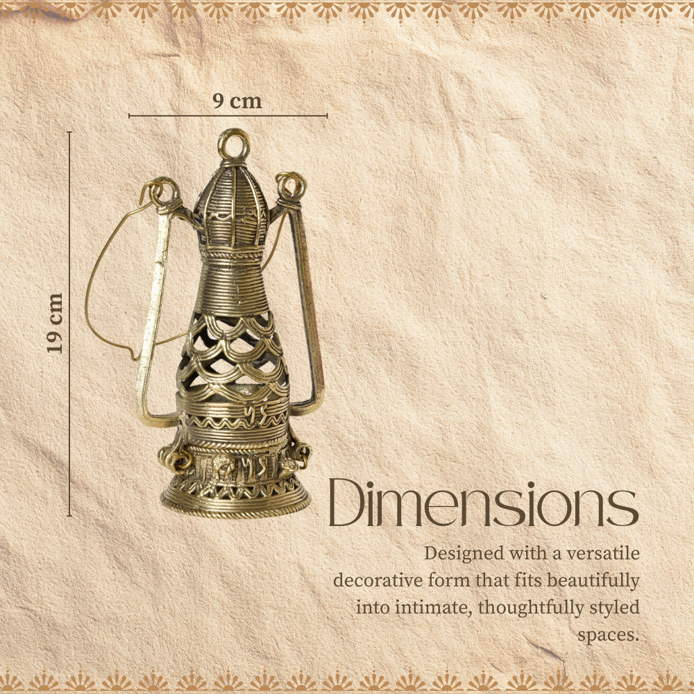 Handmade Dhokra Brass Vintage Style Lantern Showpiece from Ancient India