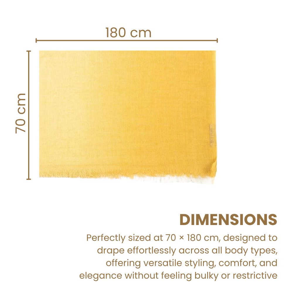 Gold & Yellow Wool Ombré Scarf, Handloom 70x180cm