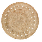 Natural Beige Jute Area Rug Handwoven Round 80cm