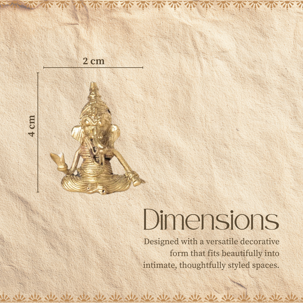 Handmade Brass Dhokra Tiny Ganesh Set of 5
