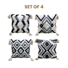 Cotton Tufted Cushion Covers Grey & White (Set of 4)