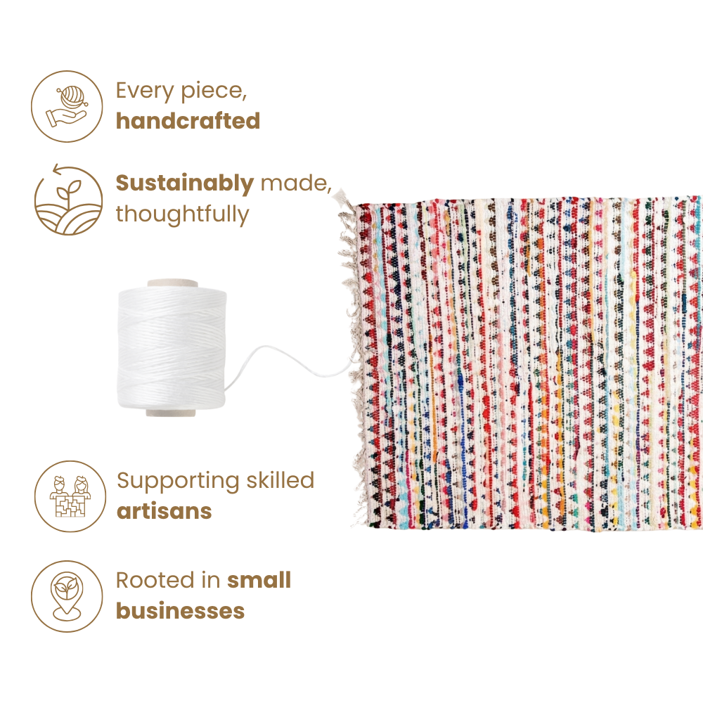 Stripe Chindi Rag Rug, Recycled Cotton