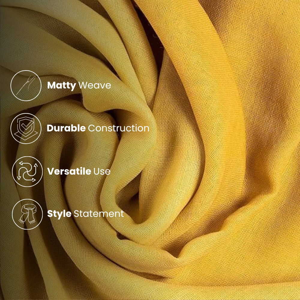 Gold & Yellow Wool Ombré Scarf, Handloom 70x180cm