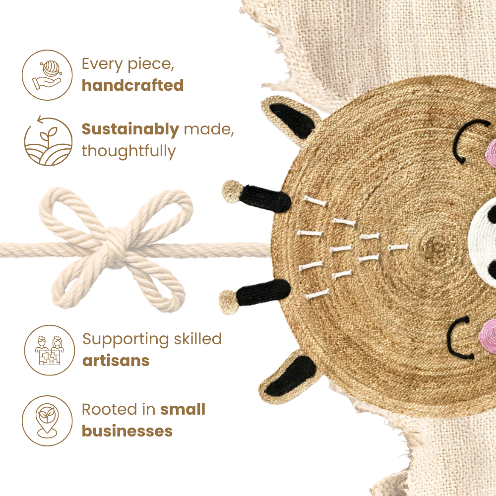 Reindeer Kids Handwoven Boho Area Rug