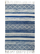 Blue Striped Cotton Chindi Rag Rug 60x90cm
