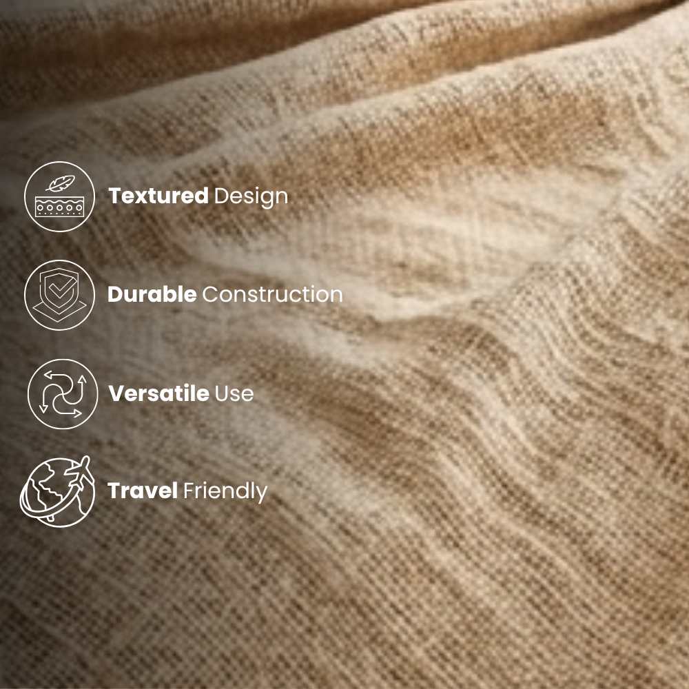 Natural Beige Cotton Throw, Fringed