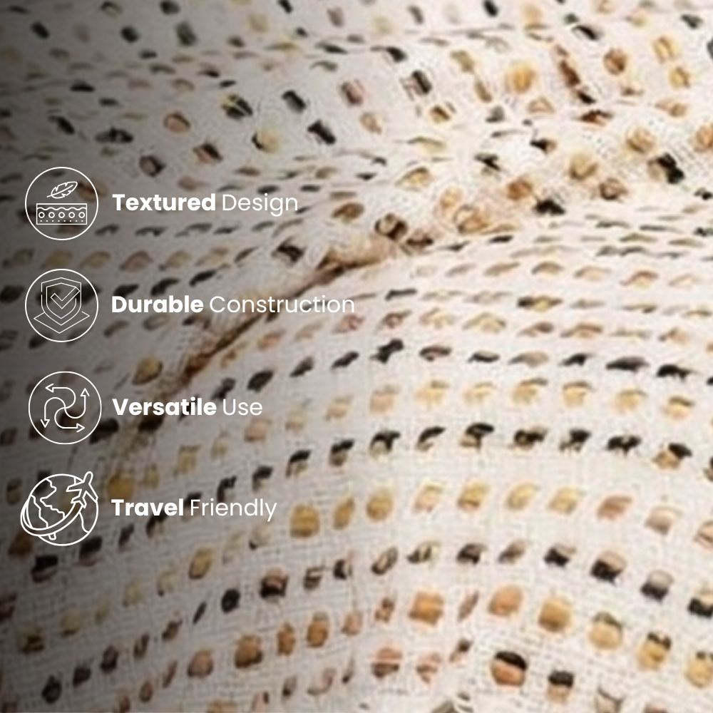Cosy White Throw with Brown & Black Dots