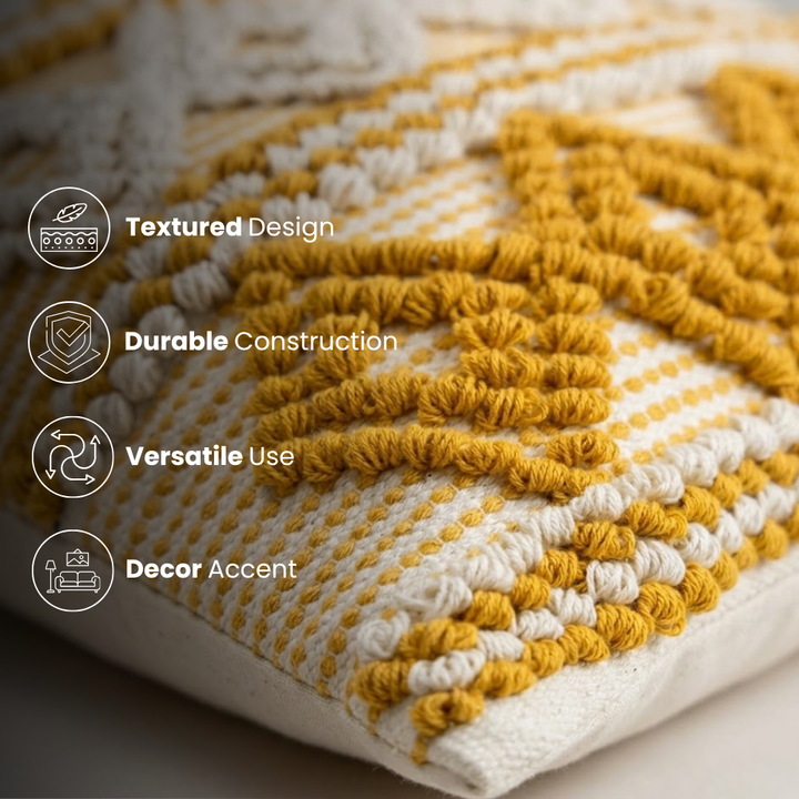 Mustard & White Dots Cotton Cushion Covers Set of 2