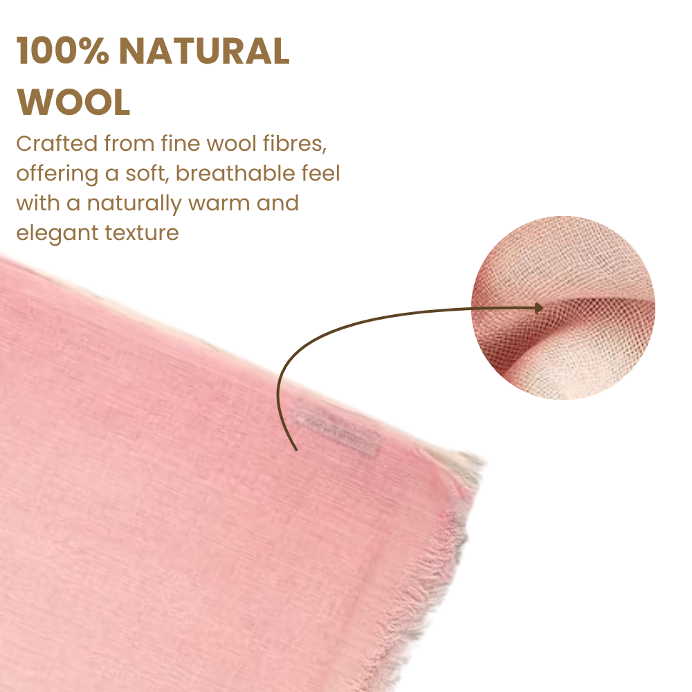 Pink & White Wool Ombré Scarf, Handloom 70x180cm