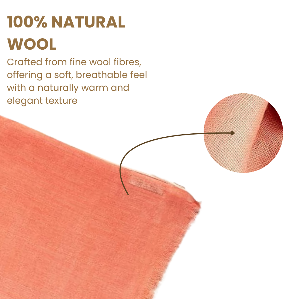 Peach & White Wool Ombré Scarf, Handloom