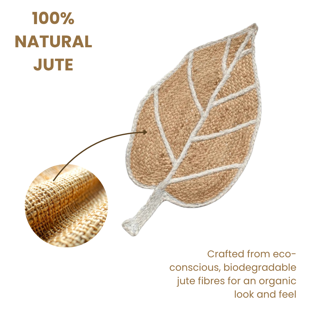 Handmade Leaf-Shaped Natural Jute Braided Rug