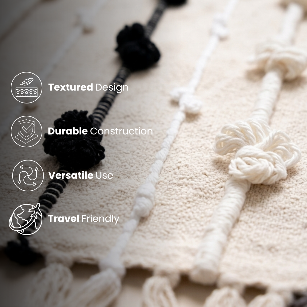 Classic Black & White Cotton Sofa Throw 50x60in