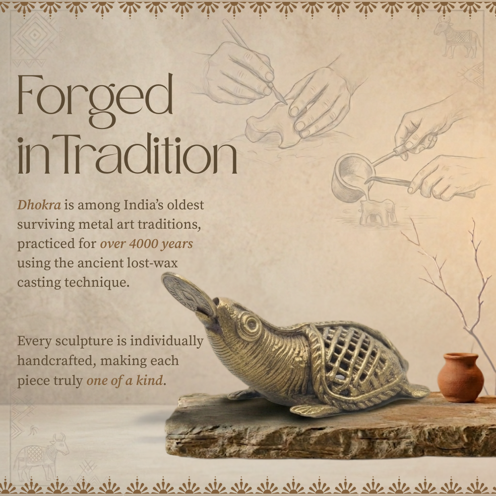 Handmade Brass Sea Turtle Statue with Coin Feature