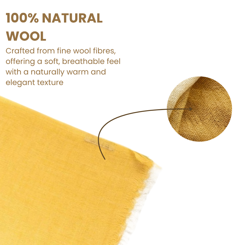 Gold & Yellow Wool Ombré Scarf, Handloom 70x180cm