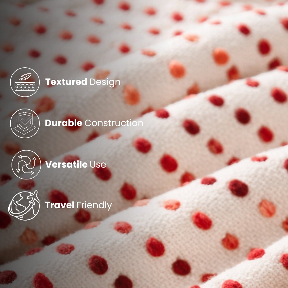 Multicolour Red Dots Acrylic Cotton Throw 50x70in