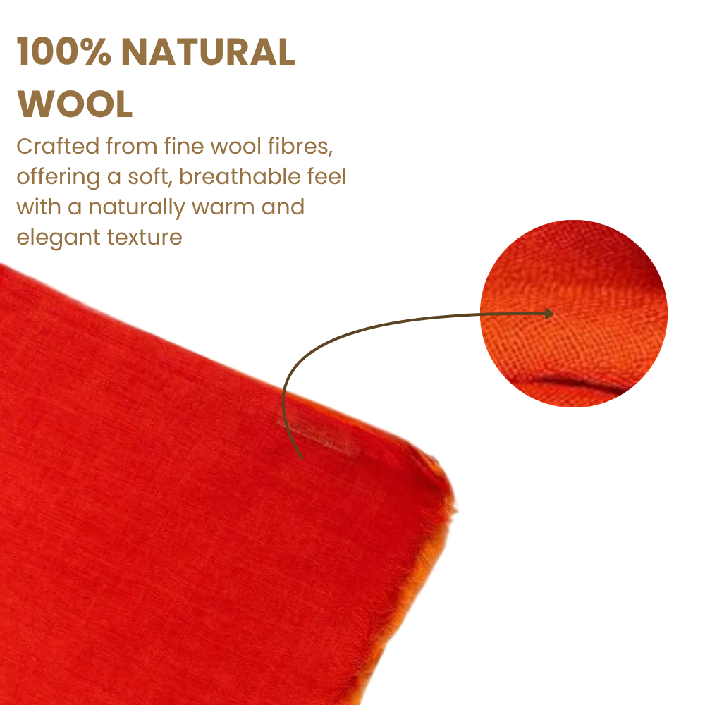 Orange & Red Wool Ombré Scarf, Handloom