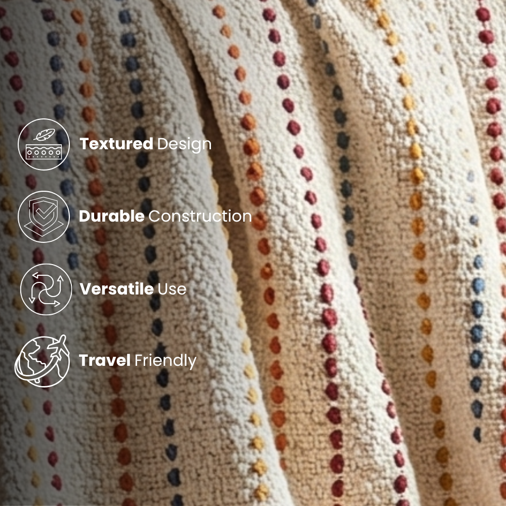 Designer Cotton Throw Blanket, Acrylic Blend 50x70in