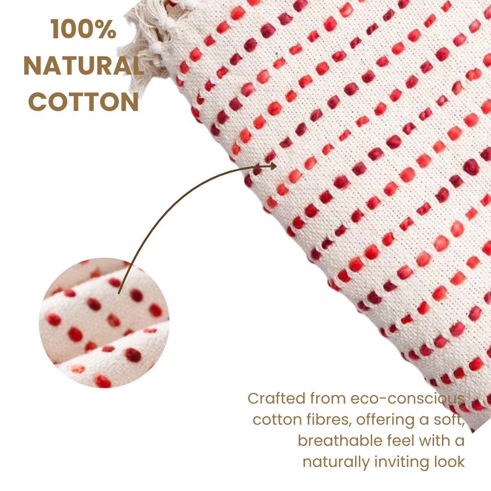 Multicolour Red Dots Acrylic Cotton Throw 50x70in